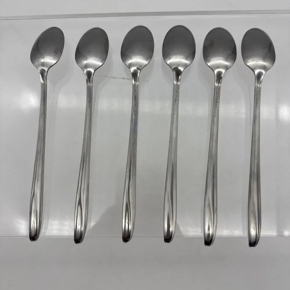 Lot Of 6 Oneida OH295 Stainless Ice Tea Sundae Spoons, England